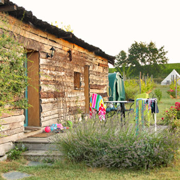 Photo de la terrasse de la Cabana avec ses lavandes